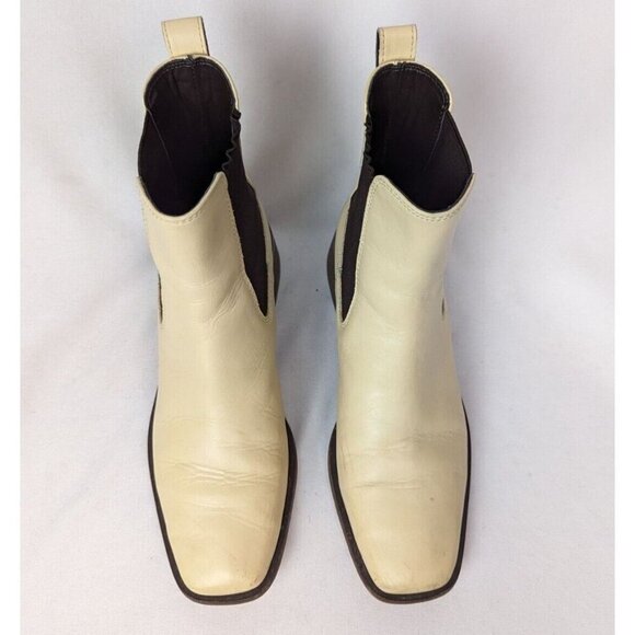 Sam Edelman 7 Thelma Eggshell Chunky Heel Pull On Squared Toe Ankle Boots Bootie - Picture 3 of 16
